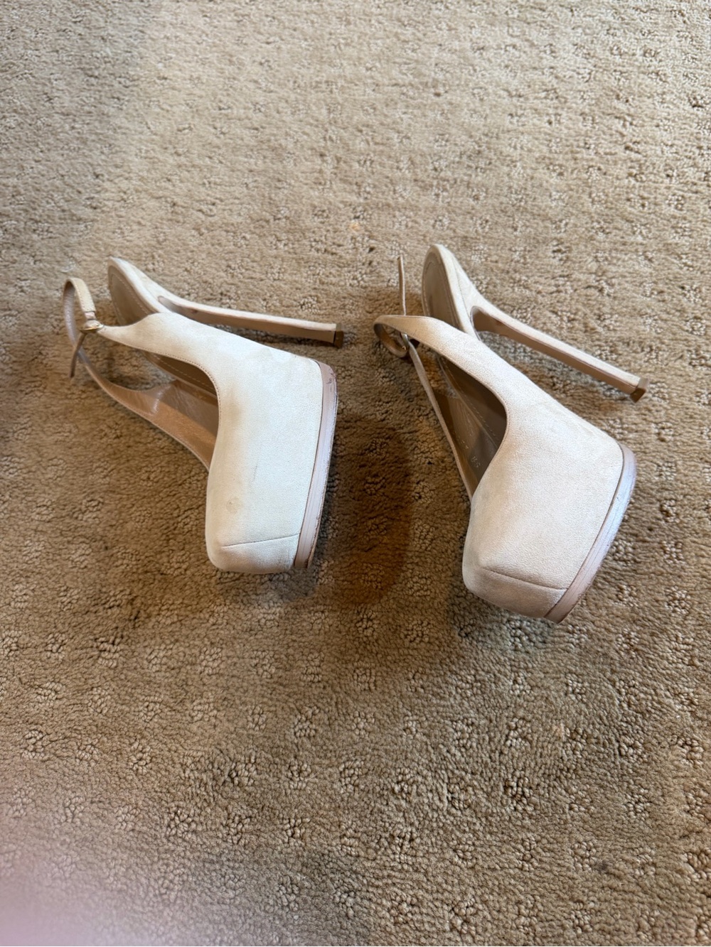 Yves Saint Laurent Beige Platform Slingback Stiletto Heels